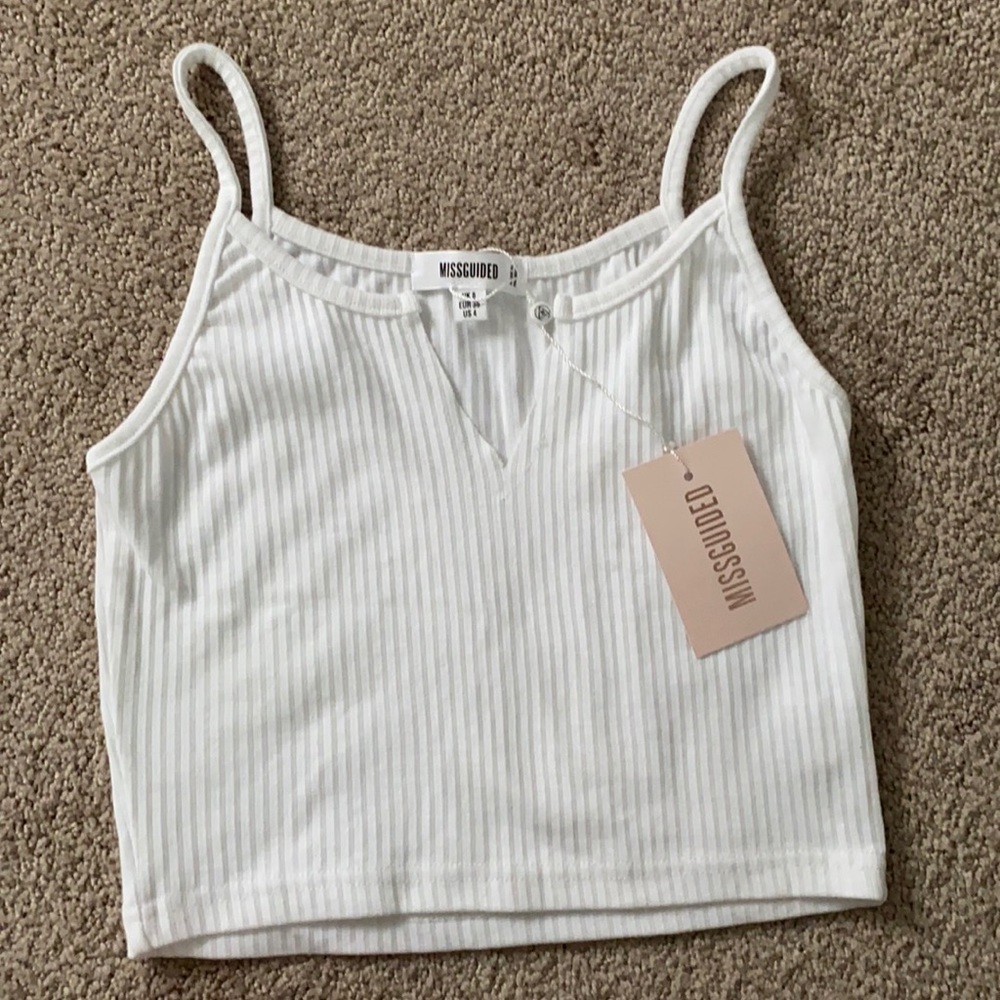 NWT Missguided Ribbed White Crop Top